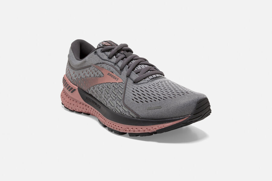 Brooks Adrenaline Gts 21 Road Loopschoenen Dames - Donkergrijs/Roze - 079156ZME